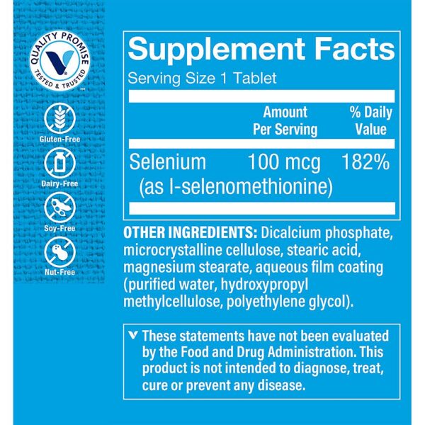 Frasco lateral del suplemento selenium The Vitamin Shoppe