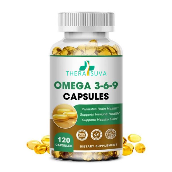 Envase de TheraSuva Omega 3-6-9 cápsulas blandas
