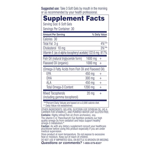 Etiqueta lateral de TheraTears Omega 3