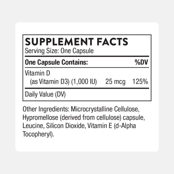 Etiqueta de vitamina D3 THORNE