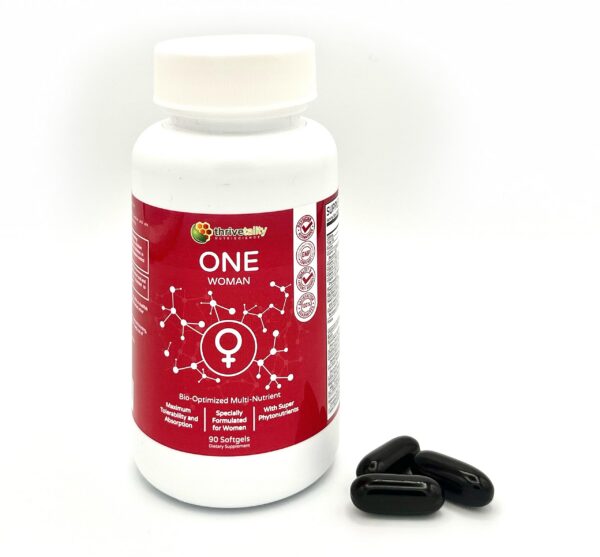 Etiqueta del producto Thrivetality ONE Woman Multivitamin