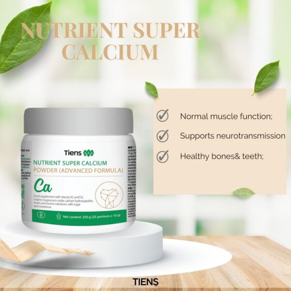 TIENS calcio en polvo porciones y presentacion
