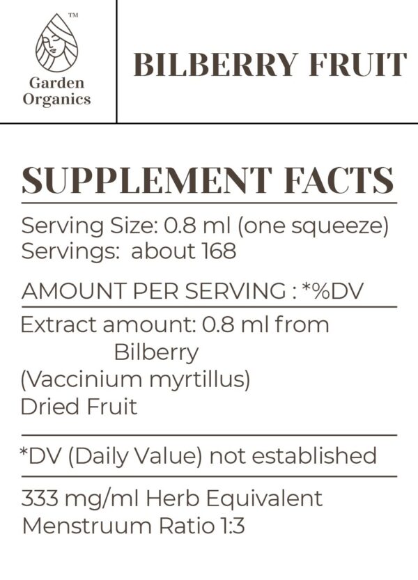 Version 1.0.0 Tinctura líquido sin alcohol arándano Garden Organics vista lateral
