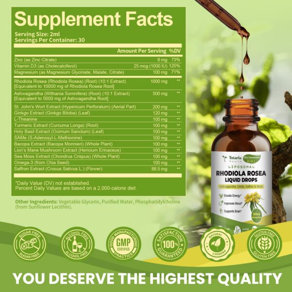 Tinctura natural con Ashwagandha y L-Teanina para relajación