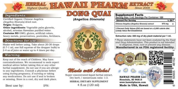 Tinctura raíz Dong Quai Angelica sinensis HawaiiPharm