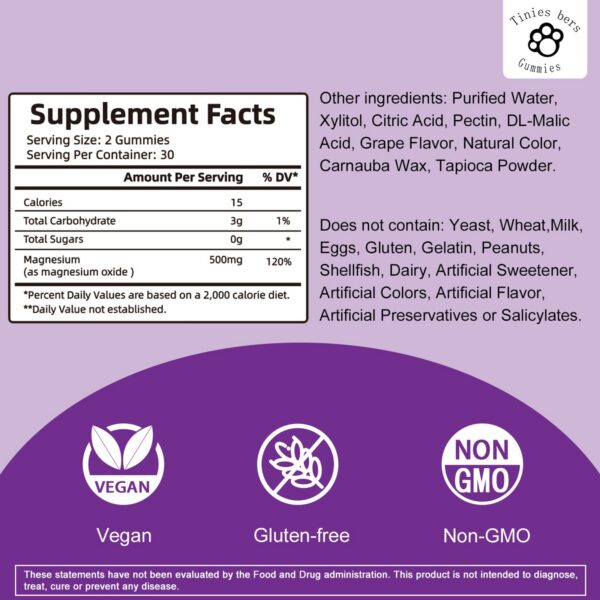 Etiqueta frontal de las gomitas sin azúcar