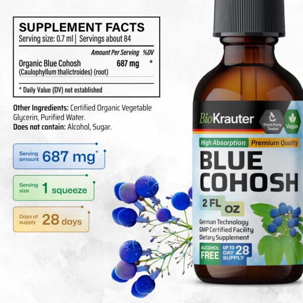 Tintura Bio Krauter Blue Cohosh sin alcohol y vegano