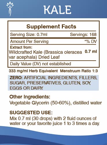 Version 1.0.0 Tintura de kale sin alcohol mostrando su color natural