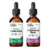 Botella de tintura de graviola y equinácea wild organic