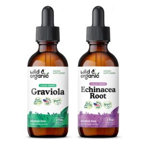 Botella de tintura de graviola y equinácea wild organic