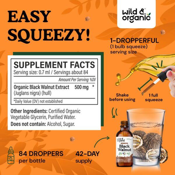 Tintura herbal nogal negro para detox Wild & Organic 2 fl oz