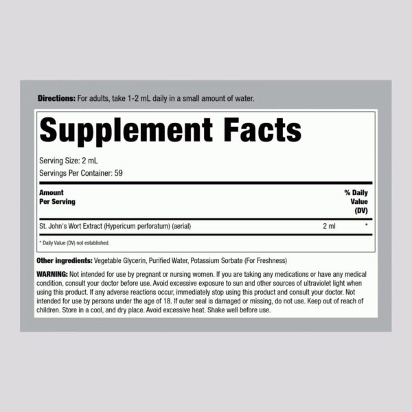 Tintura de Hierba de San Juan Piping Rock sin alcohol sin gluten