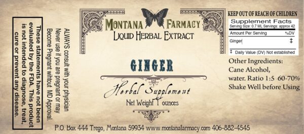 Tintura de jengibre extracto natural Montana Farmacy envase