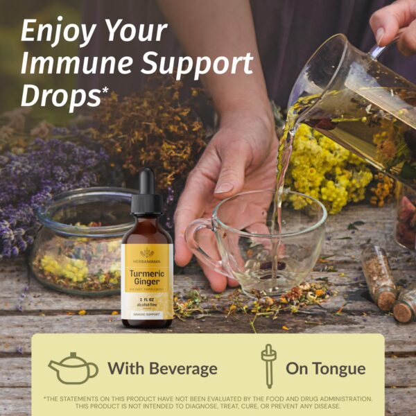 Frasco de tintura líquida de cúrcuma y jengibre Herbamama