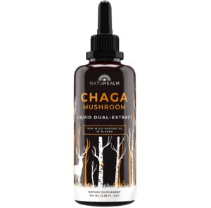 Botella de tintura líquida de hongo Chaga Naturealm para salud inmunológica