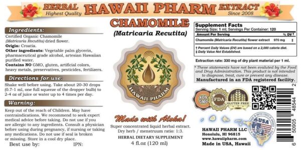 Botellas del extracto líquido de manzanilla concentrado