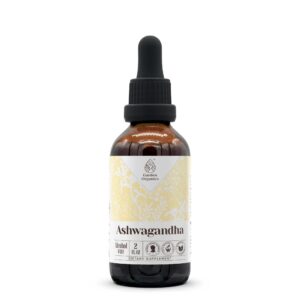 Version 1.0.0 Tintura natural Ashwagandha Garden Organics sin alcohol frasco 2 fl oz