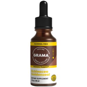 Tintura sin alcohol Echinacea y Goldenseal Grama Wellness botella frontal