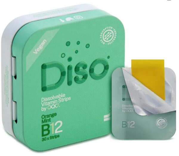 Tiras disolubles vitamina b12 sabor naranja menta DISO
