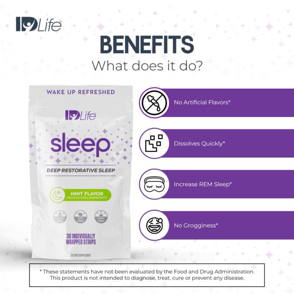Tiras para dormir non habit forming IDLife sabor menta