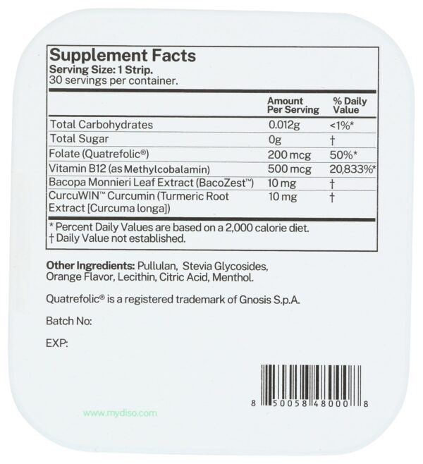 Tiras vitamina b12 máxima absorción DISO 30 unidades