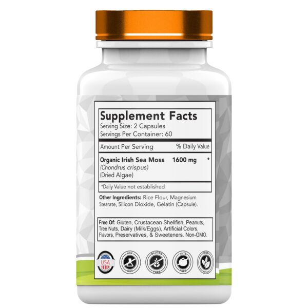 Cápsulas de musgo marino irlandés en frasco