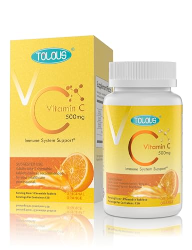 TOLOUS Vitamina C 500mg 120 tabletas masticables sabor naranja