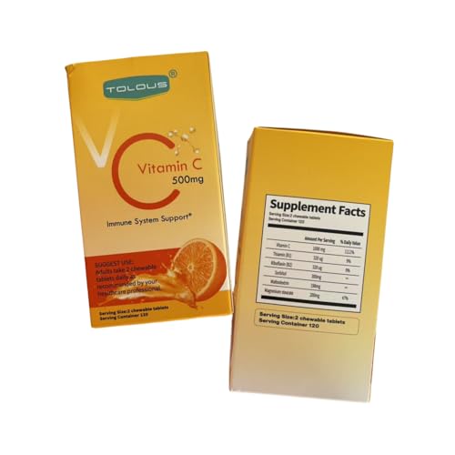 TOLOUS vitamina c 500mg tabletas masticables apoyo inmunológico