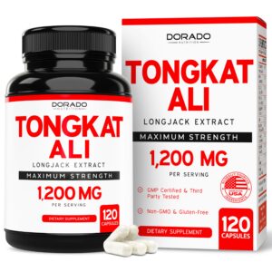 Frasco de Tongkat Ali 1200mg 120 cápsulas de Dorado Nutrition