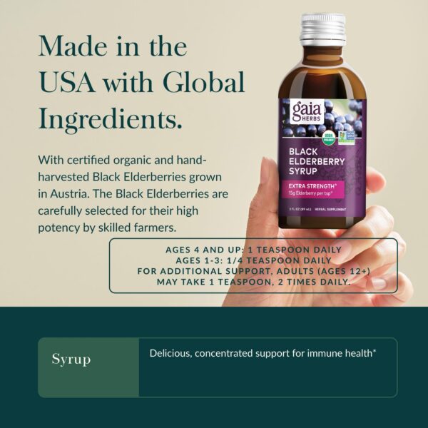 Tónico diario jarabe saúco Gaia Herbs con antioxidantes