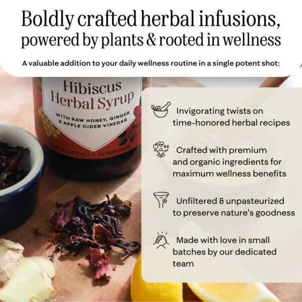 Tónico natural de bienestar con hibisco y jengibre Hany's Harvest