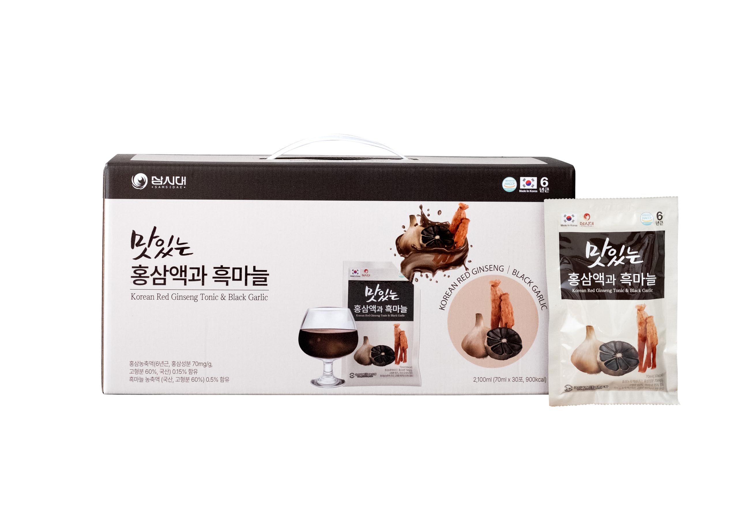 SAMSIDAE Korean Tonic with Panax Red Ginseng and Black Garlic, 70 ml