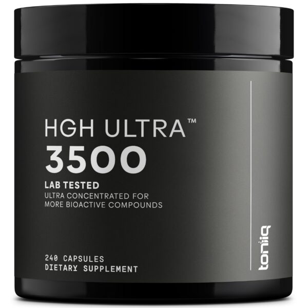 Version 1.0.0 Botella del suplemento Toniiq HGH con etiqueta