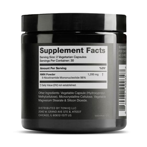 Envase negro de Toniiq NMN 1200 mg