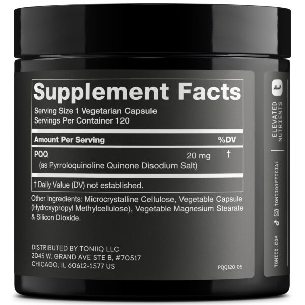 Toniiq PQQ 20 mg cápsulas control de calidad