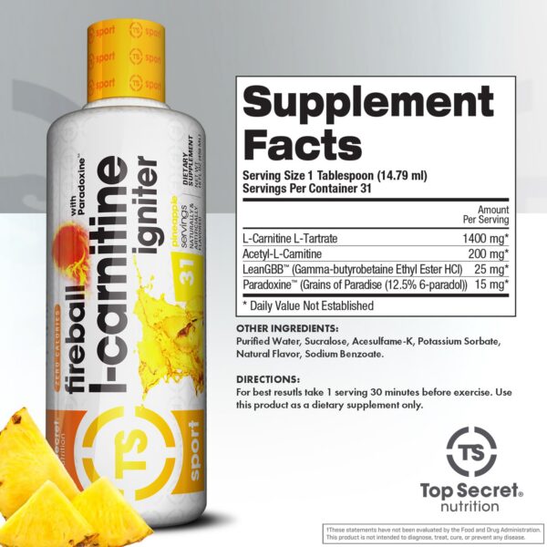 Top Secret Fireball L-Carnitine etiqueta