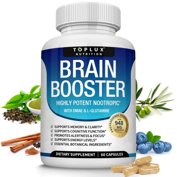 Version 1.0.0 Frasco de Toplux Brain Supplement frente