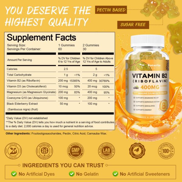 Totaria Vitamina B2 gomitas, frasco