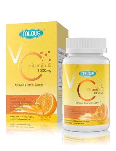 TOLOUS vitamina C 1000 mg tabletas masticables sabor naranja paquete