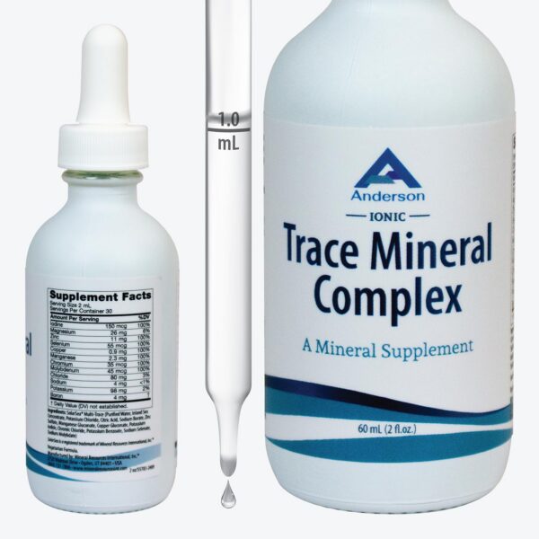Frasco de Trace Mineral Complex frente con etiqueta