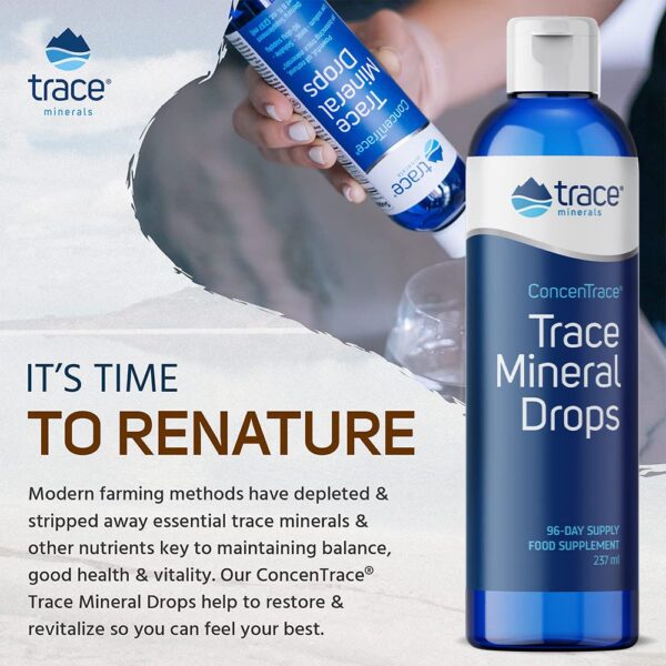 ConcenTrace mineral drops empaque y logotipo