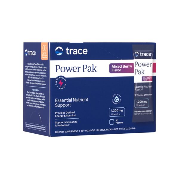 Trace Minerals Power Pak electrolitos sabor baya mixta 30 paquetes