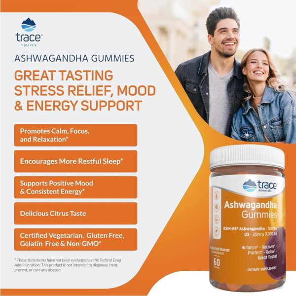 Trace Minerals vitamina D y ashwagandha para apoyo salud y energía