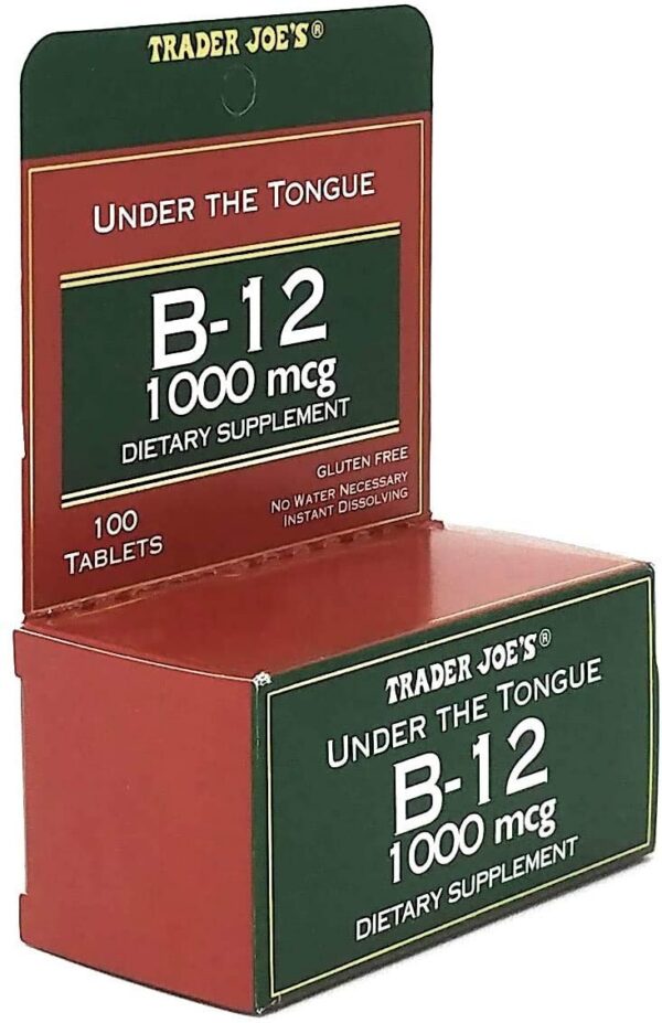 Version 1.0.0 Frasco y etiqueta Trader Joe's B12 sublingual