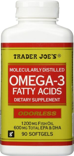 Frente de la botella Trader Joe's Omega-3 destilado