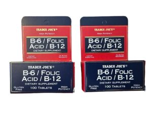 Suplemento Trader Joe's B6 Ácido Fólico B12 200 tabletas paquete doble