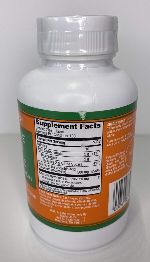 Envase y tabletas de vitamina C Trader Joe's