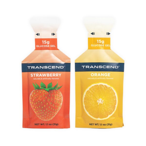 Geles energéticos Transcend sabor fresa y naranja paquete de 10