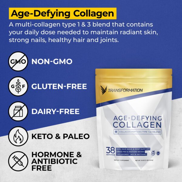 Taza con polvo de colágeno para batido