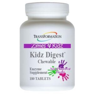 Kidz Digestive Enzymes frasco y etiqueta